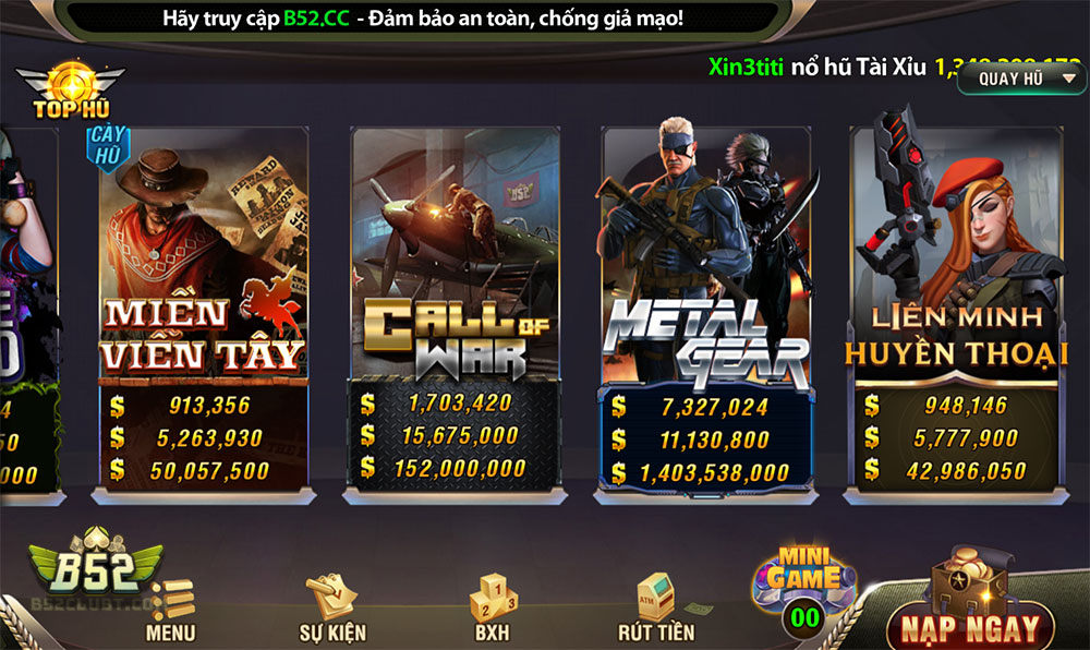 Anh em dễ dàng tìm được Call of war trong mục “Nổ hũ” tại cổng game