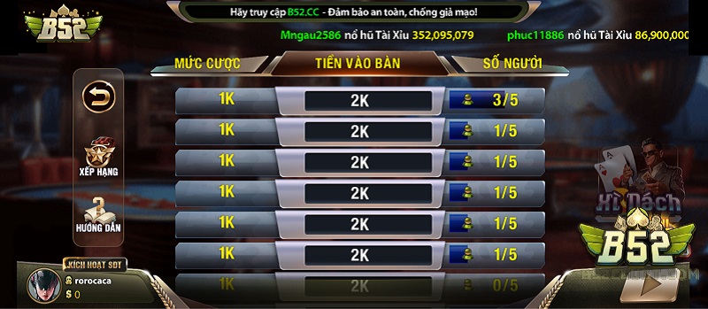 Luật chơi đơn giản của game Xì dách tại cổng game B52